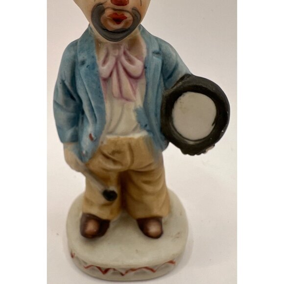 Vtg Porcelain Sad Hobo Clown Figurine With Drum - Picture 4 of 6